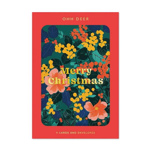 Christmas Card | Pack of 9 | Festive Floral | Ohh Deer