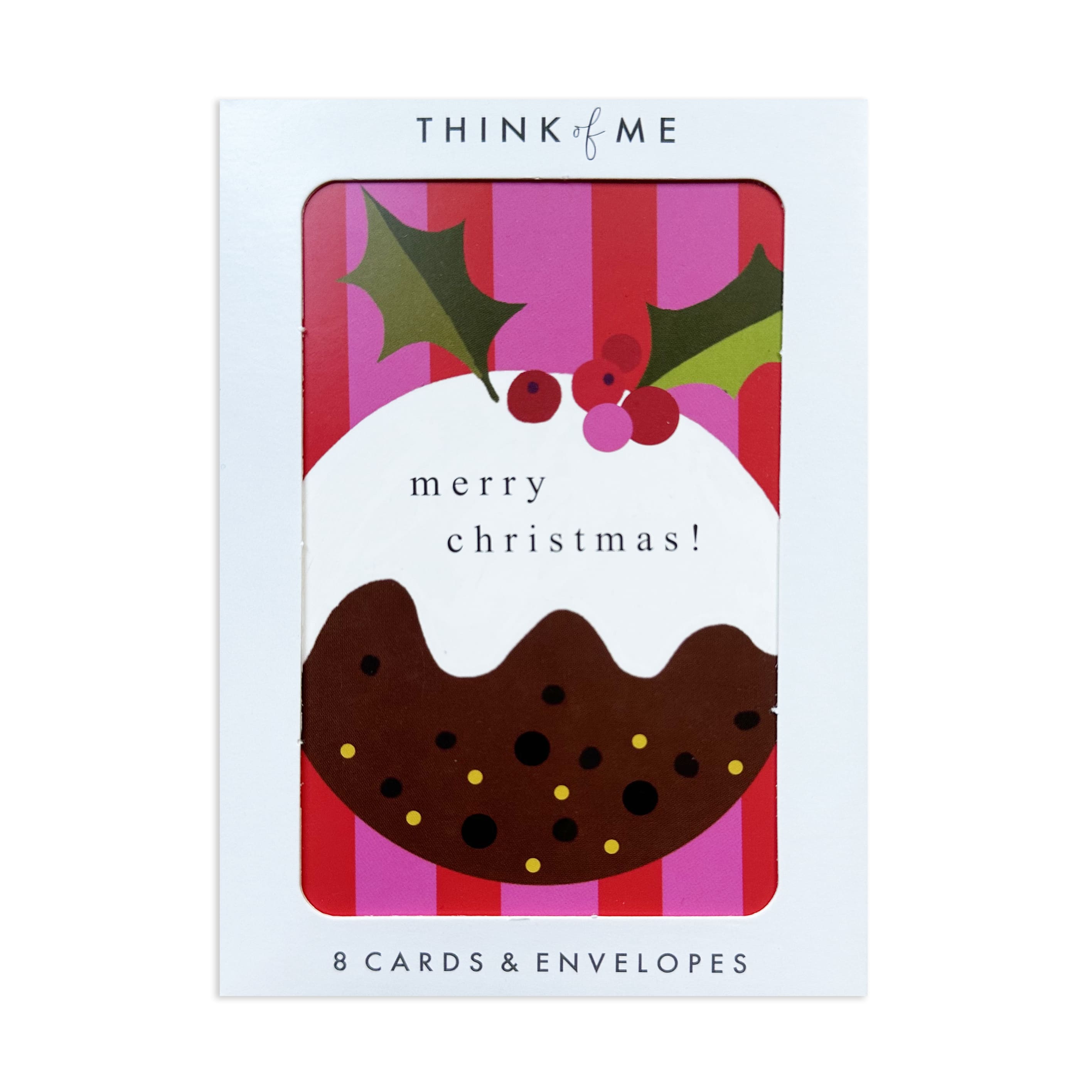 Christmas Card | Pack of 8 | Merry Christmas Pudding | Think Of Me