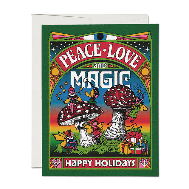 Christmas Card | Peace Love Magic | Red Cap Cards