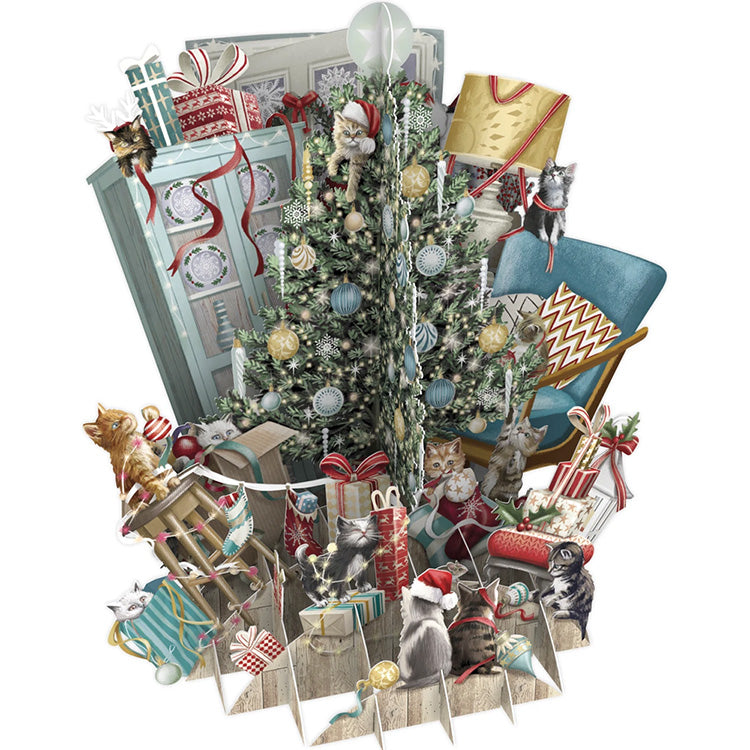 Christmas Card | Pop Up Laser Cut | Cat Christmas | Me & McQ