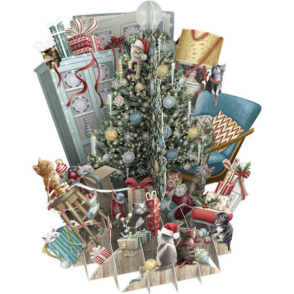 Christmas Card | Pop Up Laser Cut | Cat Christmas | Me & McQ