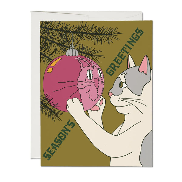 Christmas Card | Cat Bauble | Red Cap Cards