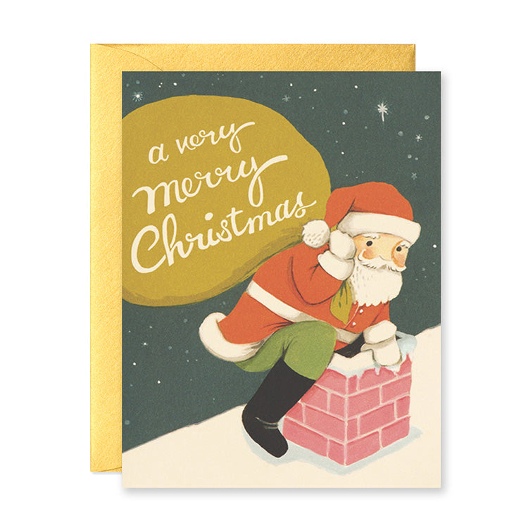 Christmas Card | Santa on Rooftop | Joojoo Paper