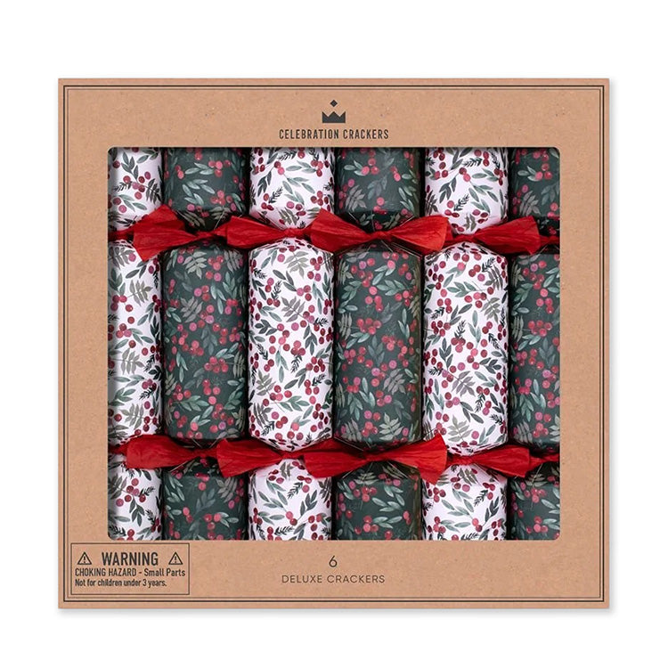 Christmas Crackers | Ditsy Berries | Deluxe 12 Inch | Set of 6 | Celebration Crackers
