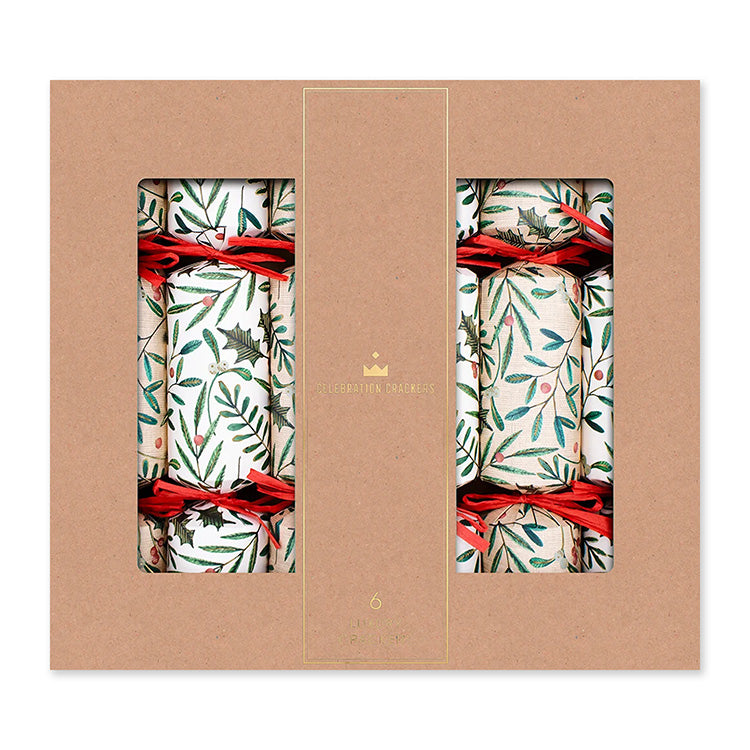 Christmas Crackers | Regency Jolly Holly | Luxury 13 Inch | Set of 6 | Celebration Crackers