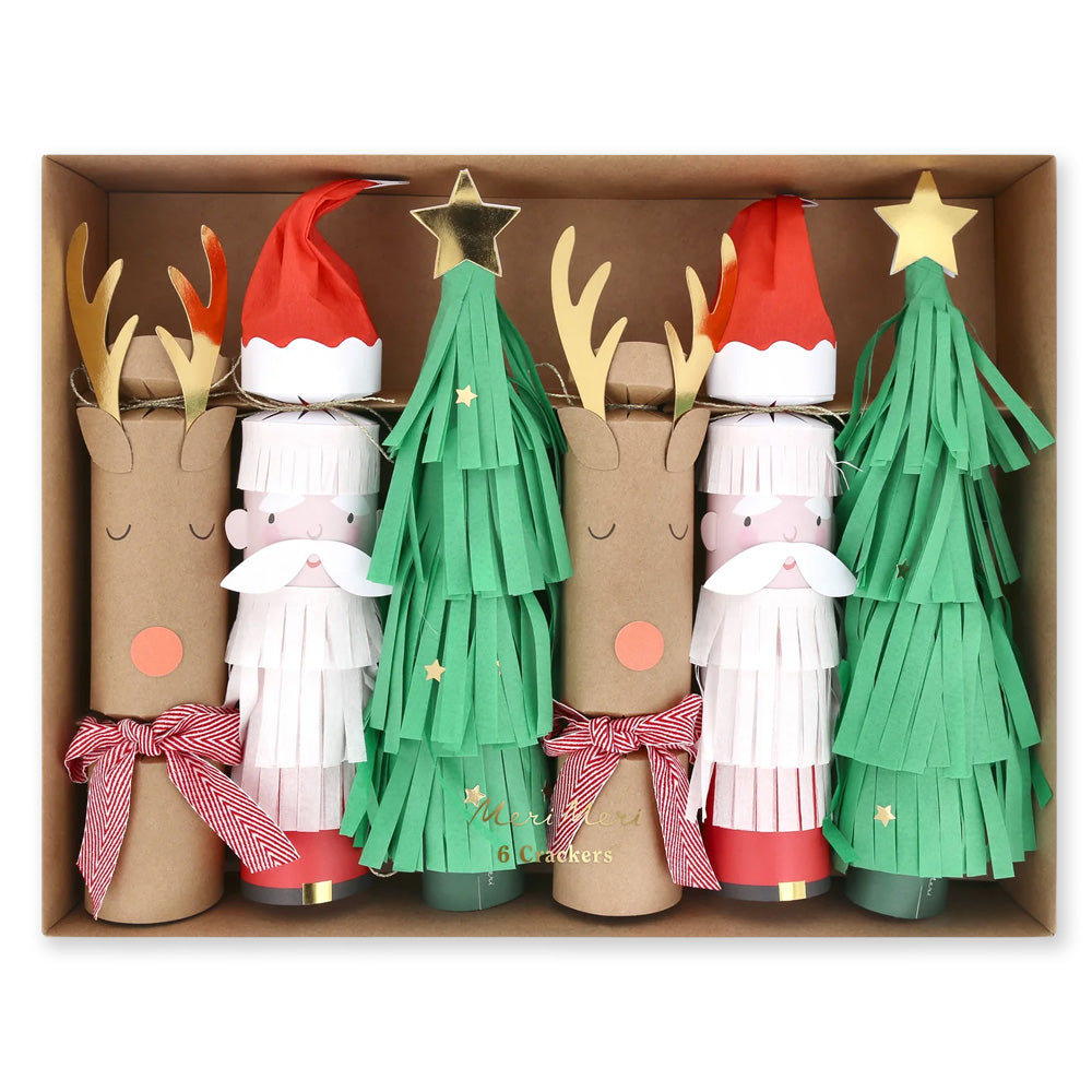 Christmas Crackers | Santa, Reindeer & Tree | Set of 6 | Meri Meri