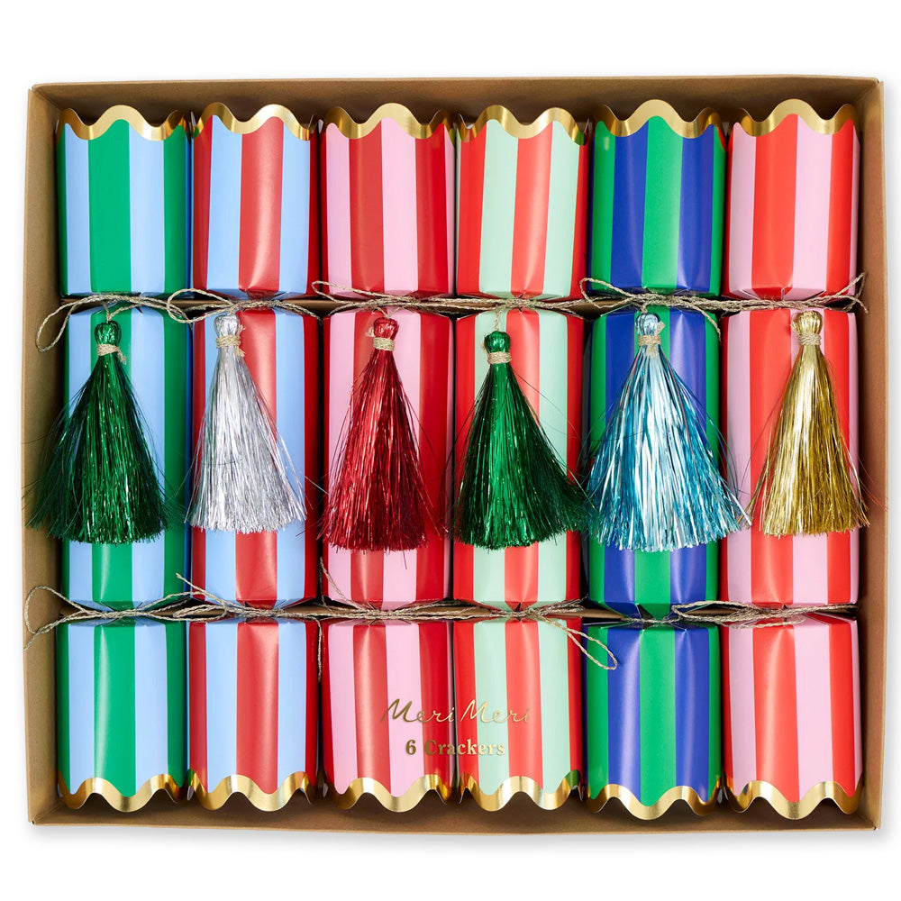 Christmas Crackers | Striped Tinsel Tassel | Set of 6 | Meri Meri
