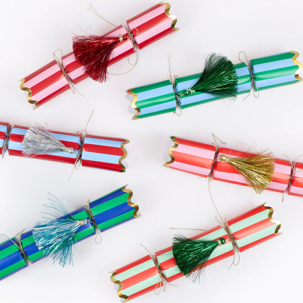 Christmas Crackers | Striped Tinsel Tassel | Set of 6 | Meri Meri