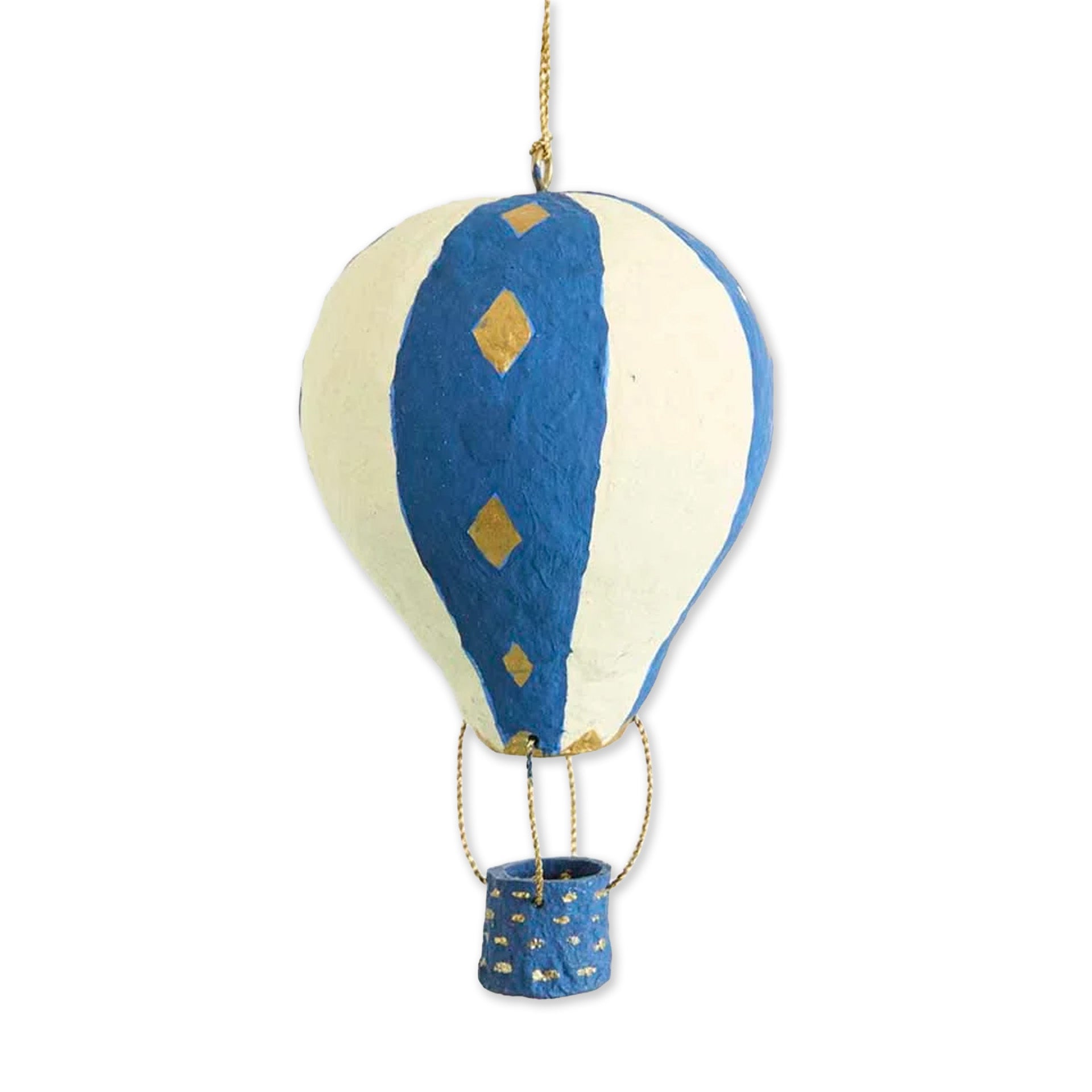 Christmas Decoration | Mache Hot Air Ballon | Blue Stripe | Vixen & Velvet