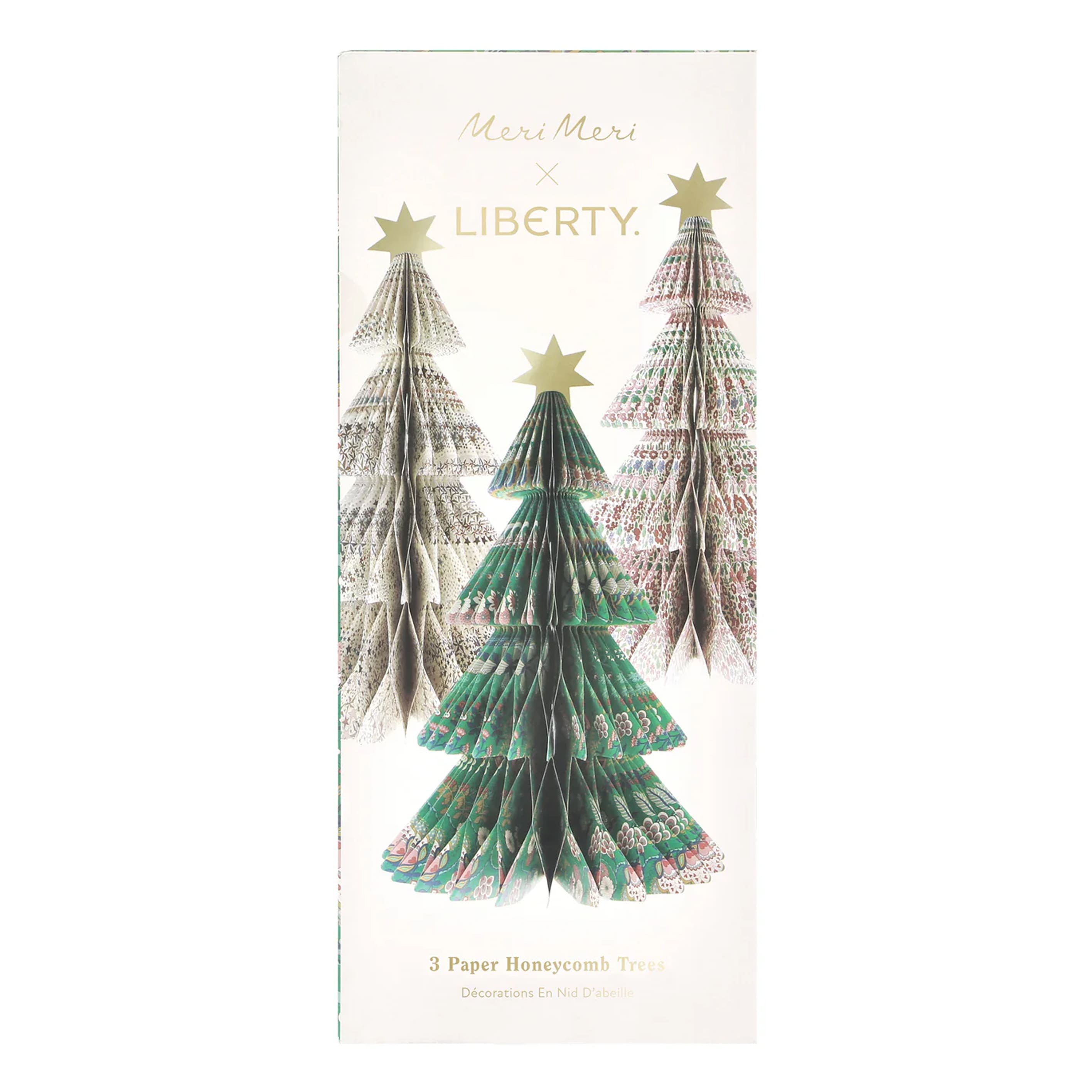 Christmas Decoration | Paper Honeycomb Trees | Meri Meri X Liberty | Set of 3 | Meri Meri