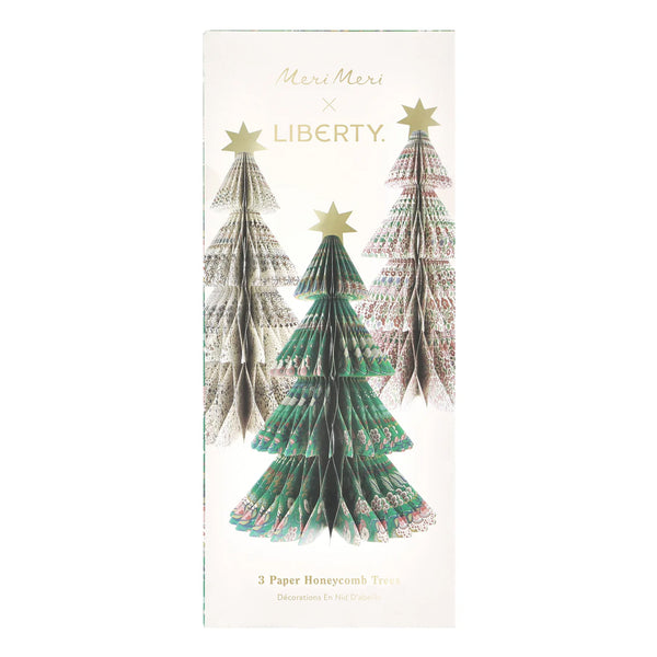 Christmas Decoration | Paper Honeycomb Trees | Meri Meri X Liberty | Set of 3 | Meri Meri