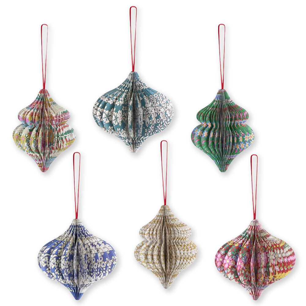 Christmas Decoration | Paper Honeycomb Tree Decorations | Meri Meri X Liberty | Set of 6 | Meri Meri
