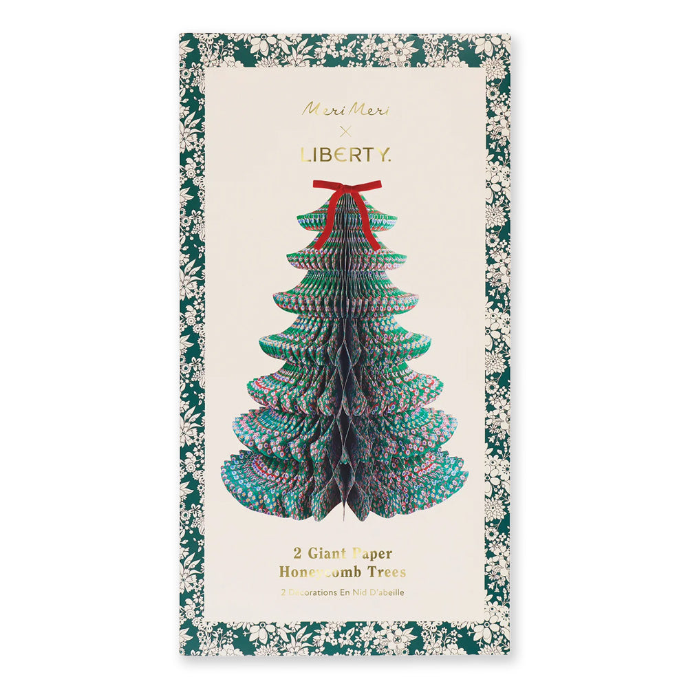 Christmas Decoration | Giant Paper Honeycomb Trees | Meri Meri X Liberty | Set of 2 | Meri Meri