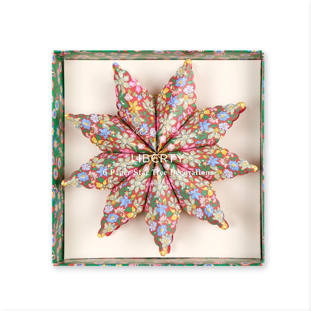 Christmas Decoration | Paper Star Tree Decorations | Meri Meri X Liberty | Set of 6 | Meri Meri