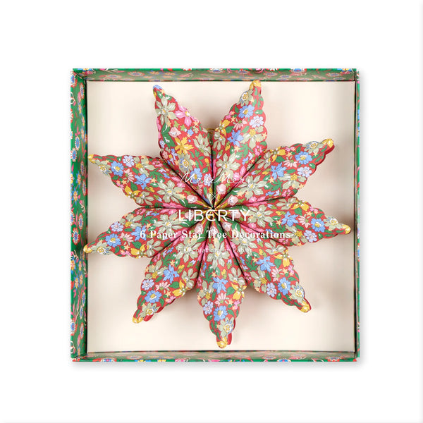 Christmas Decoration | Paper Star Tree Decorations | Meri Meri X Liberty | Set of 6 | Meri Meri