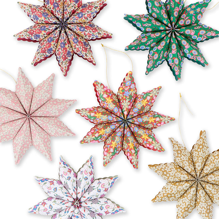 Christmas Decoration | Paper Star Tree Decorations | Meri Meri X Liberty | Set of 6 | Meri Meri