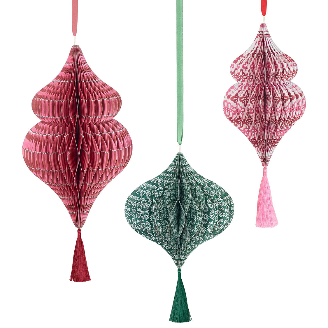 Christmas Decoration | Paper Honeycomb Decorations | Meri Meri X Molly Mahon | Large | Set of 3 | Meri Meri