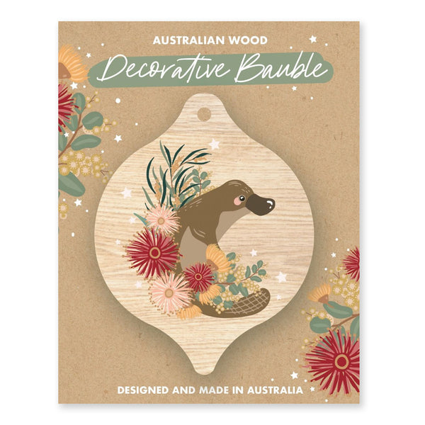 Christmas Decoration | Australian Wood Decorative Bauble | Platypus | Aero Images