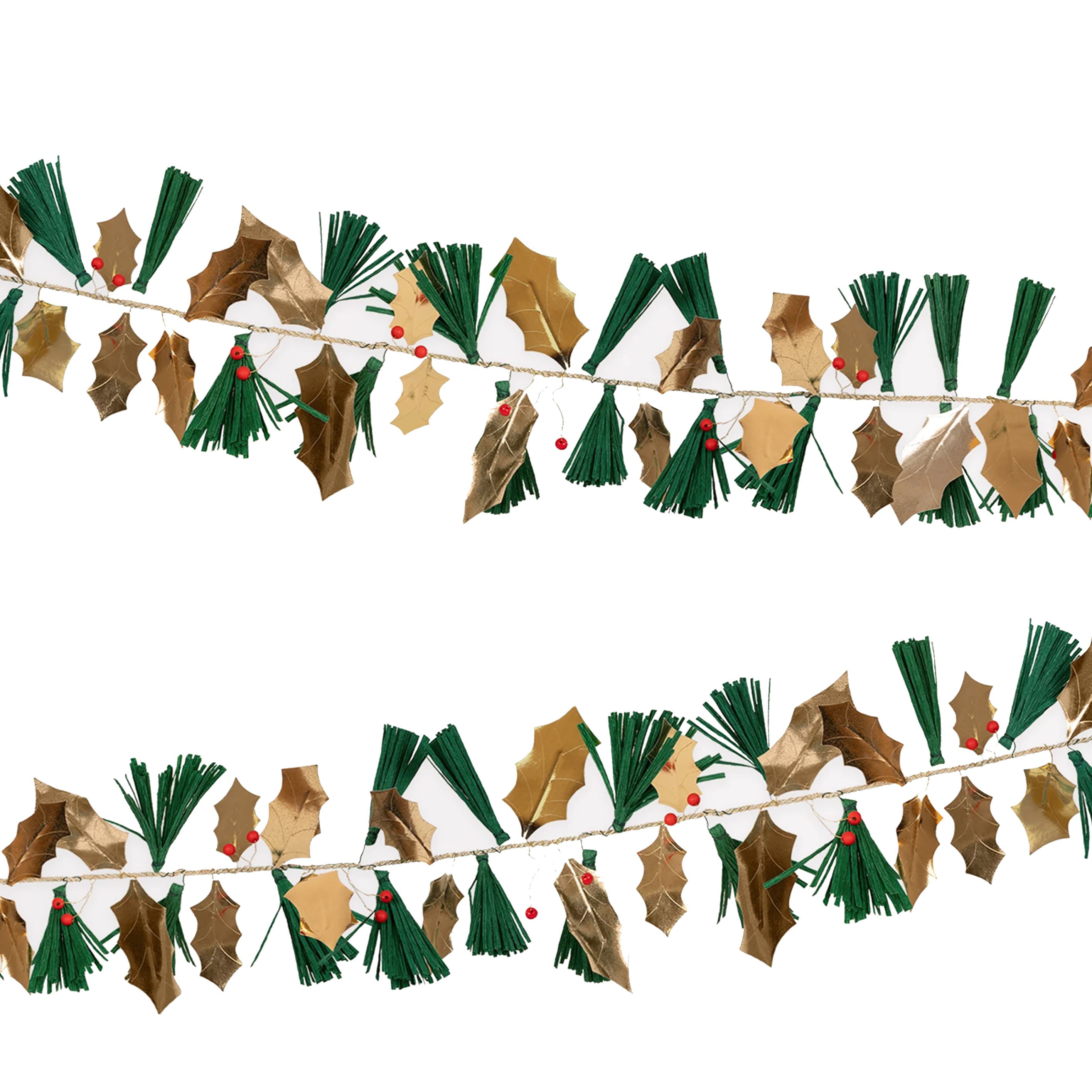 Christmas Decoration | Garland | Pine Needle & Golden Holly | Meri Meri