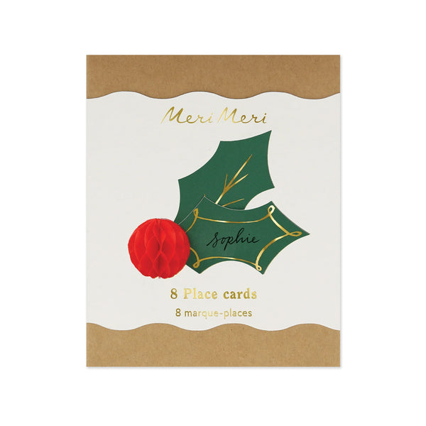 Christmas Place Card | Holly Honeycomb | Set of 8 | Meri Meri