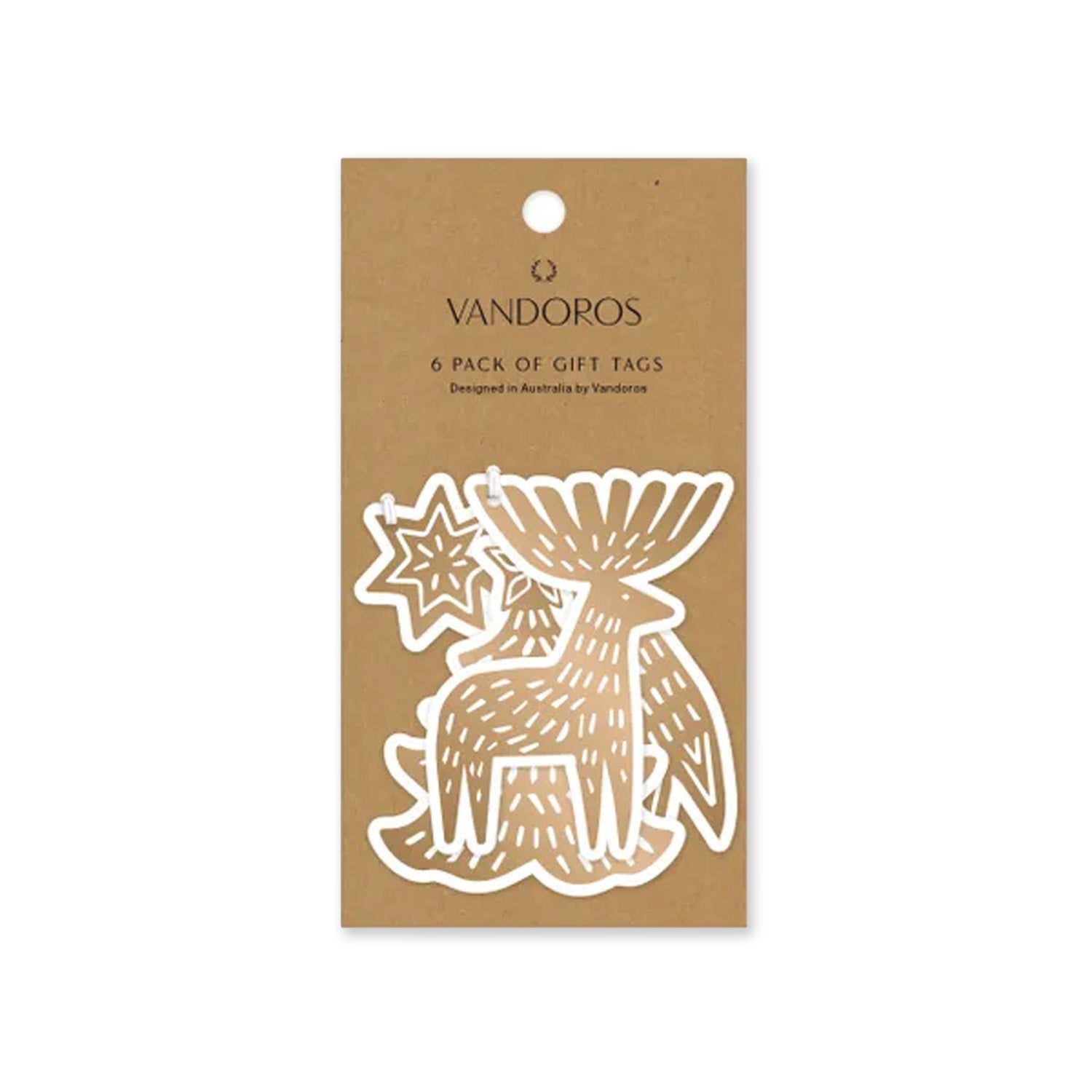 Christmas Gift Tag | Set of 6 | Adorn Shapes | Gold | Vandoros