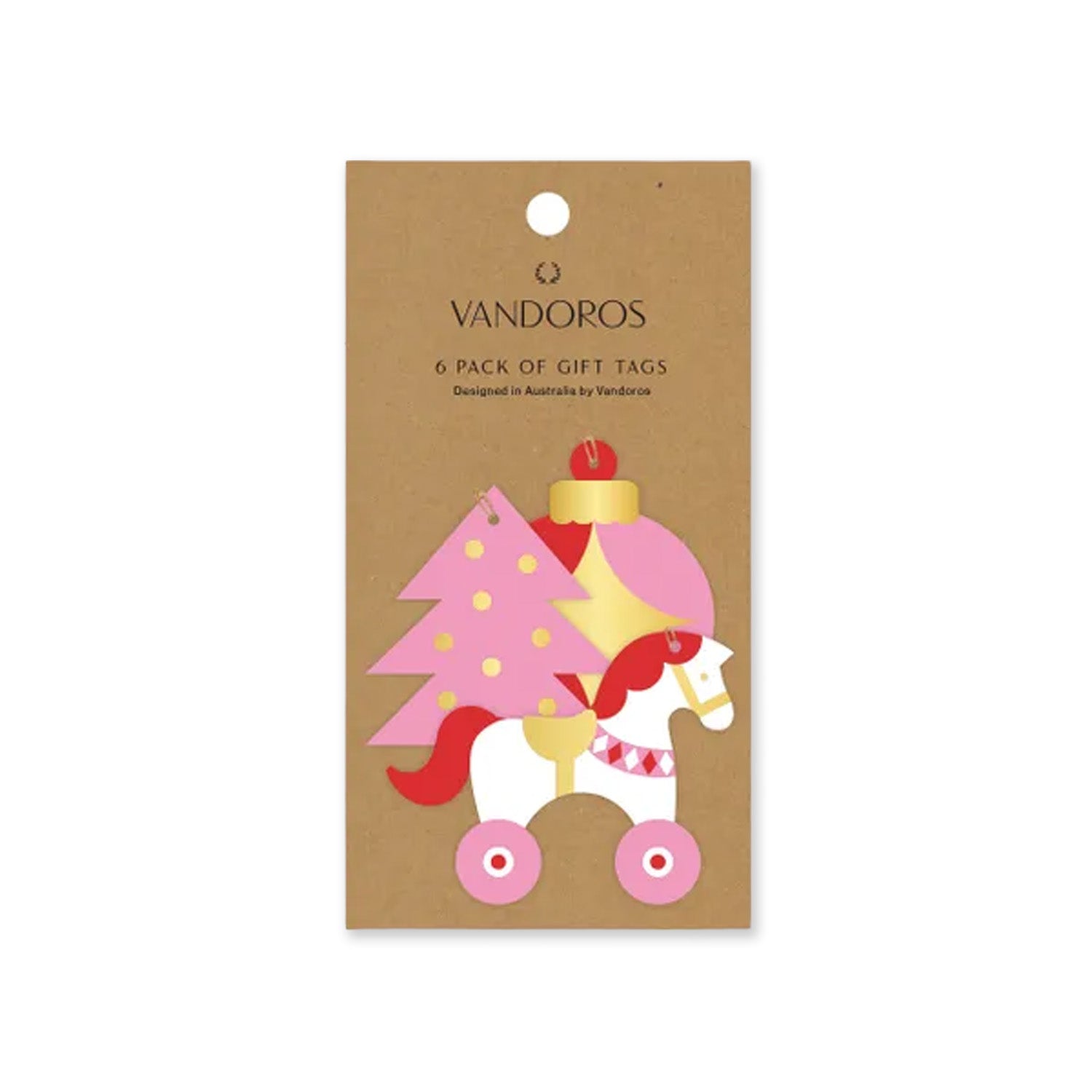 Christmas Gift Tag | Set of 6 | Drummer Boy | Bright Pink & Red | Vandoros
