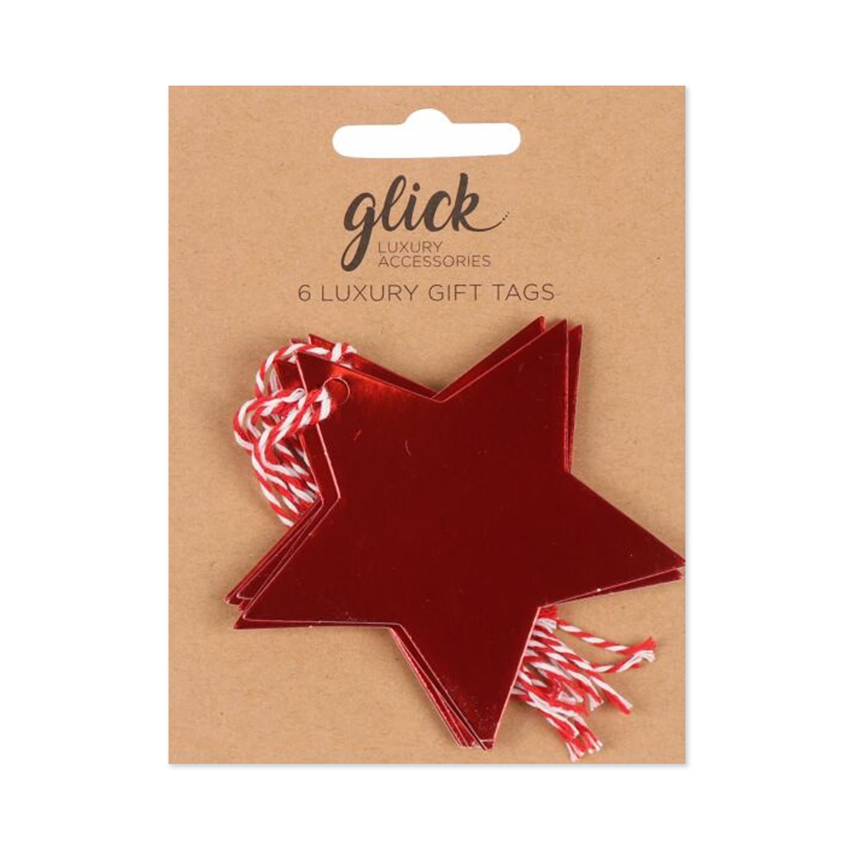 Christmas Gift Tag | Set of 6 | Foil Star | Red | Glick