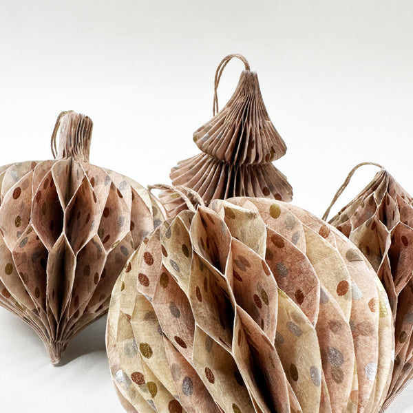 Handmade Nepalese Honeycomb Christmas Decoration | Tree | Lokta Classic | 5 DESIGN OPTIONS AVAILABLE