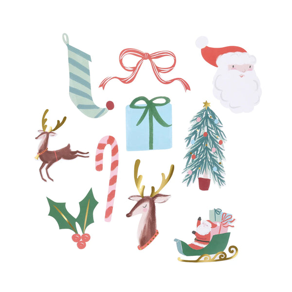 Christmas Decorative Stickers | Christmas Shaped Stickers | Set of 25 | Meri Meri