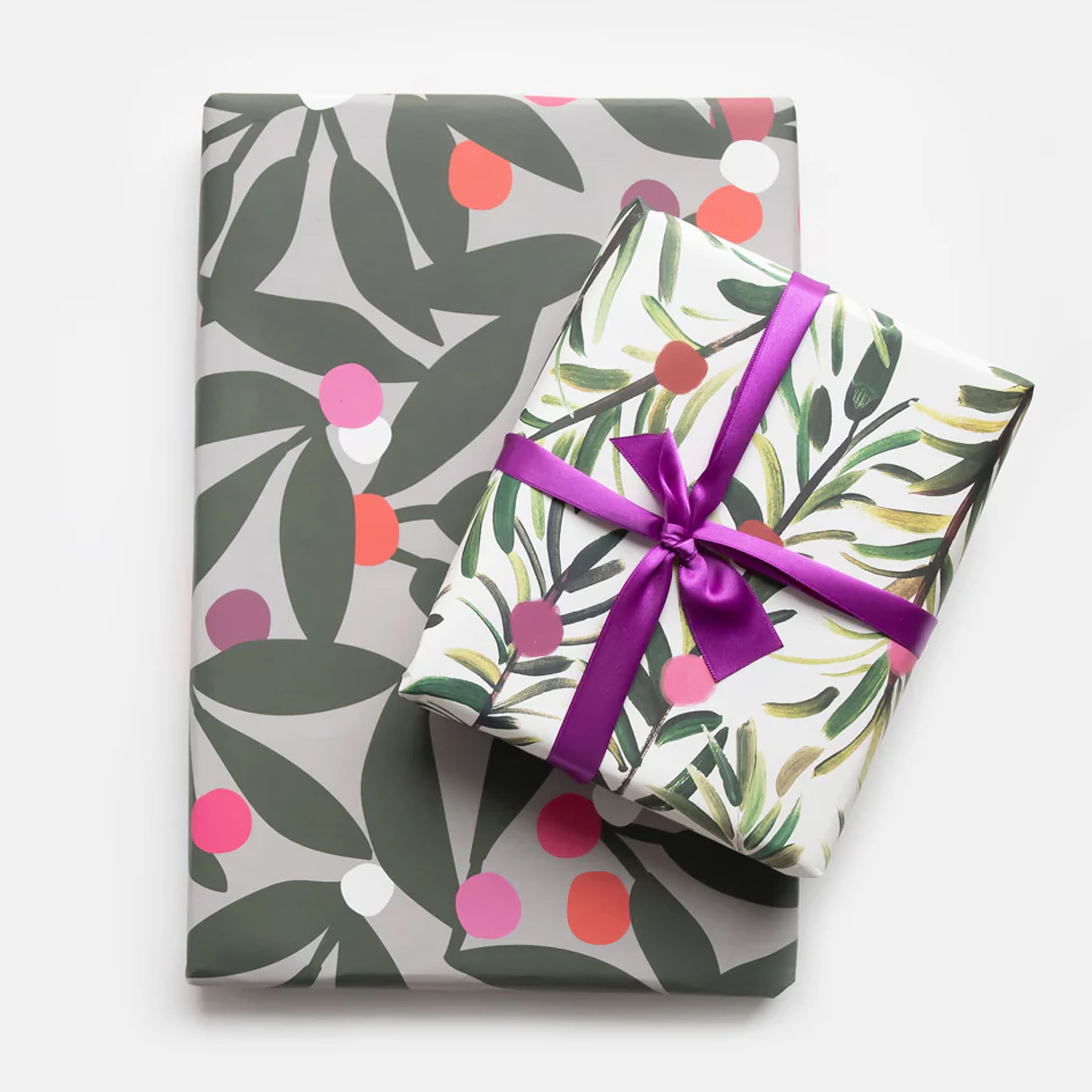 Christmas Wrapping Paper | Double Sided | Painted Tree Branches & Foliage | Caroline Gardner