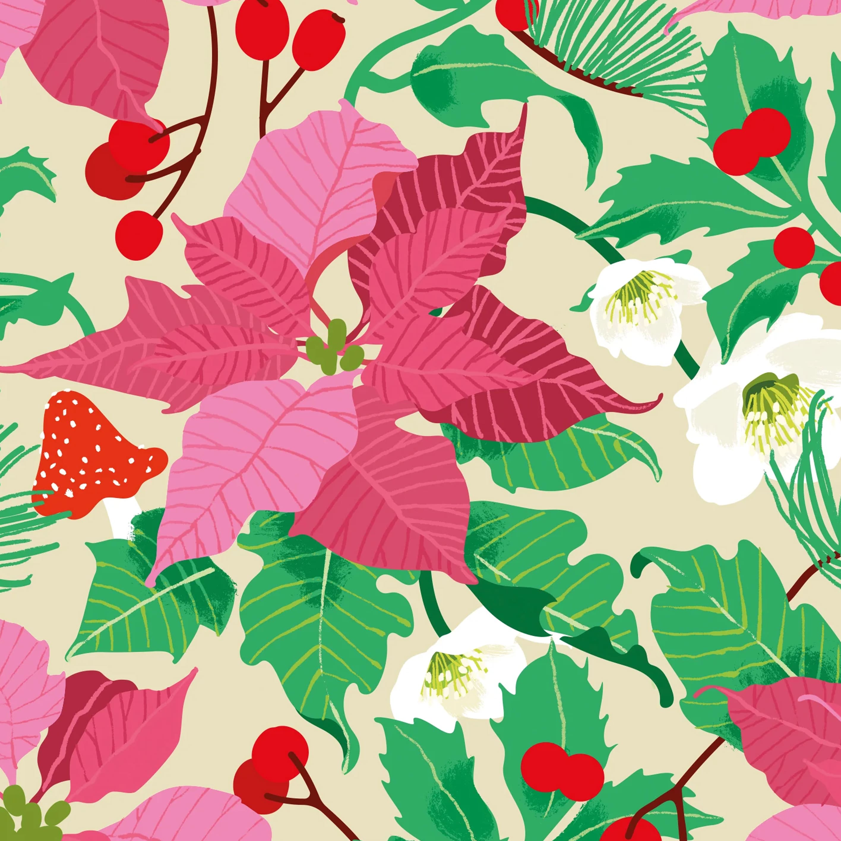 Christmas Wrapping Paper | Poinsettia | Noi Publishing