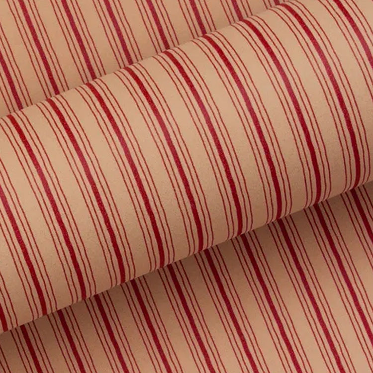 Christmas Wrapping Paper | Roll | Rustic Stripes | Spice Red | 76 cm x 2.5 m | Vandoros
