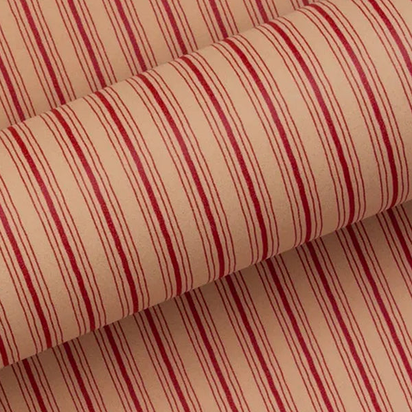 Christmas Wrapping Paper | Roll | Rustic Stripes | Spice Red | 76 cm x 2.5 m | Vandoros