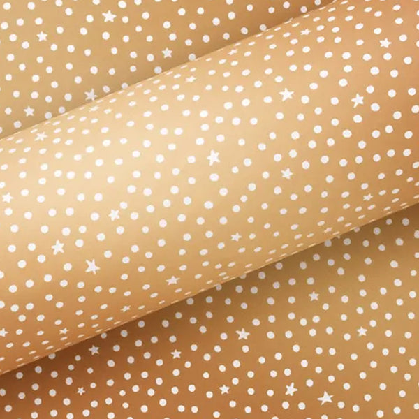 Christmas Wrapping Paper | Roll | Stary Night | White & Gold | 76 cm x 2.5 m | Vandoros