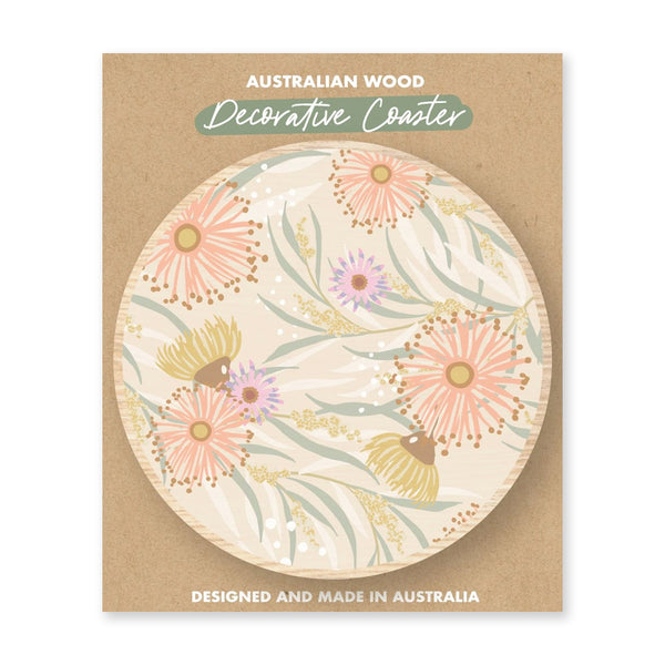 Coaster | Australian Wood Coaster | Gum Blossom & Wattle | Aero Images