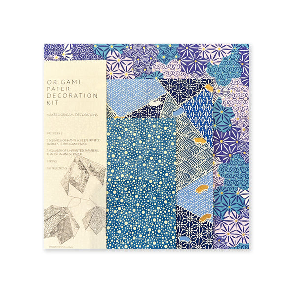 Art & Craft Kit | Origami Paper Decoration | Chiyogami | Blue | Kami Paper