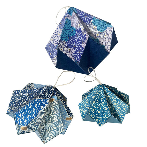 Art & Craft Kit | Origami Paper Decoration | Chiyogami | Blue | Kami Paper