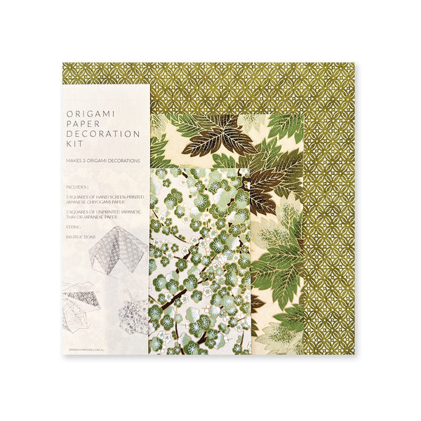 Art & Craft Kit | Origami Paper Decoration | Chiyogami | Green | Kami Paper