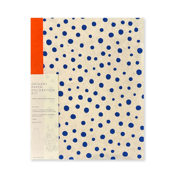 Art & Craft Kit | Origami Paper Decoration | Nepalese | Dark Blue Spots | Kami Paper