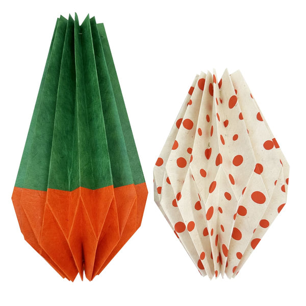 Art & Craft Kit | Origami Paper Decoration | Nepalese | Dark Orange Spots | Kami Paper