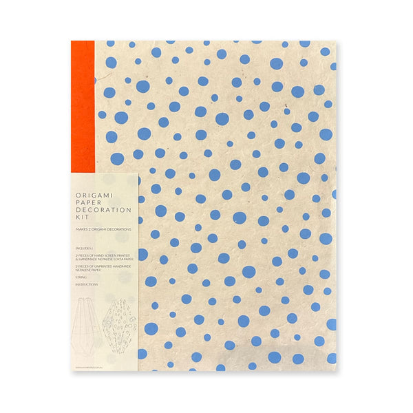 Art & Craft Kit | Origami Paper Decoration | Nepalese | Light Blue Spots | Kami Paper