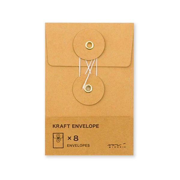 Envelope Set | Kraft Envelope | Button Tie | Small | Traveler's Company | 2 COLOUR OPTIONS AVAILABLE