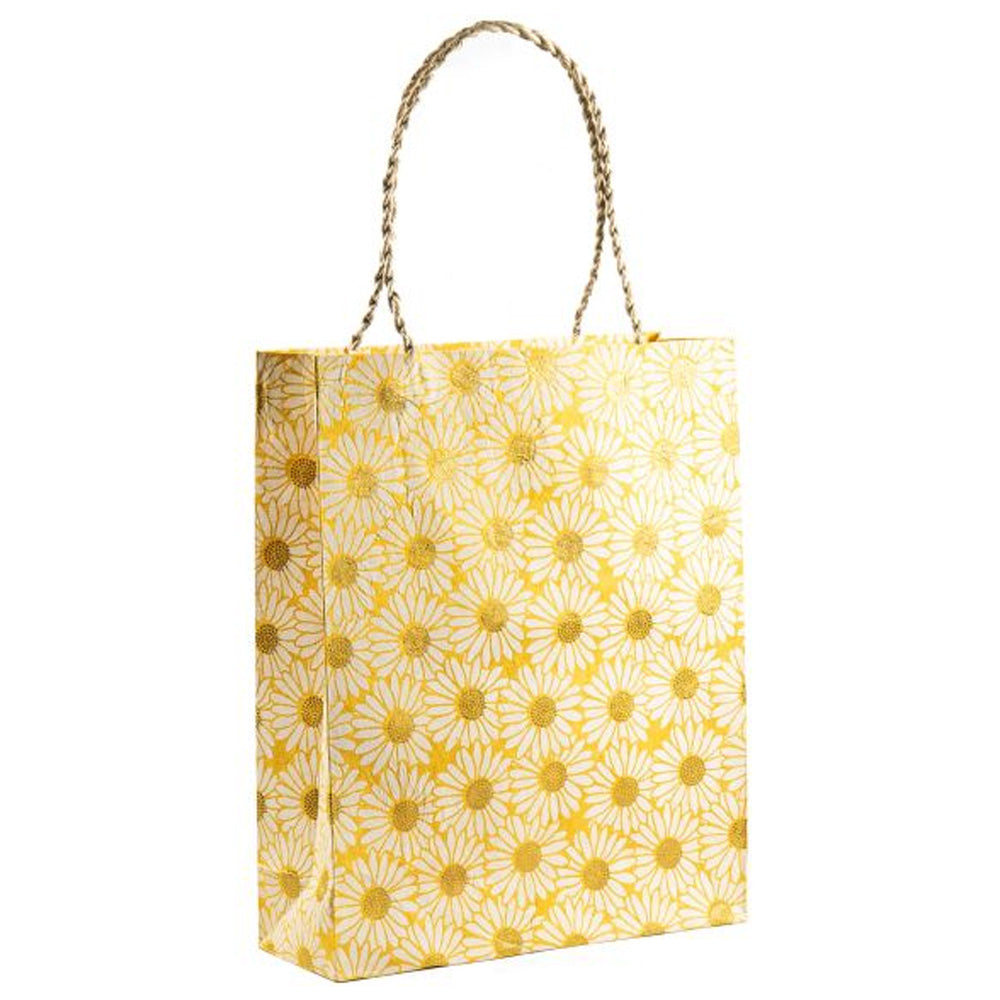 Gift Bag | Daisy | White on Gold | Giftsland | 2 SIZE OPTIONS AVAILABLE - Kami Paper
