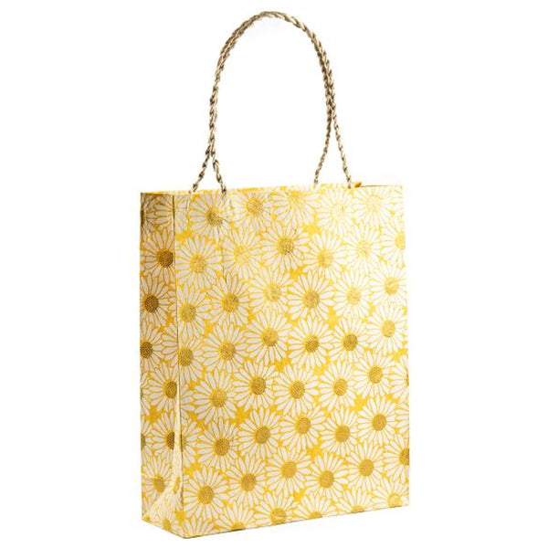 Gift Bag | Daisy | White on Gold | Giftsland | 2 SIZE OPTIONS AVAILABLE - Kami Paper
