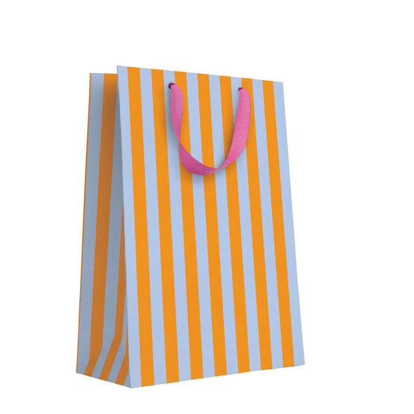 Gift Bag | Large | Orange & Blue Stripes | Ohh Deer - Kami Paper
