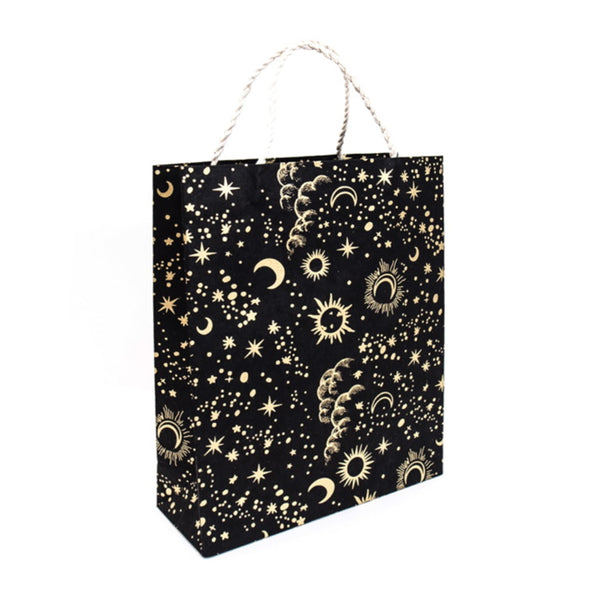 Gift Bags | Sun Moon Stars | Gold on Black | 2 SIZE OPTIONS AVAILABLE