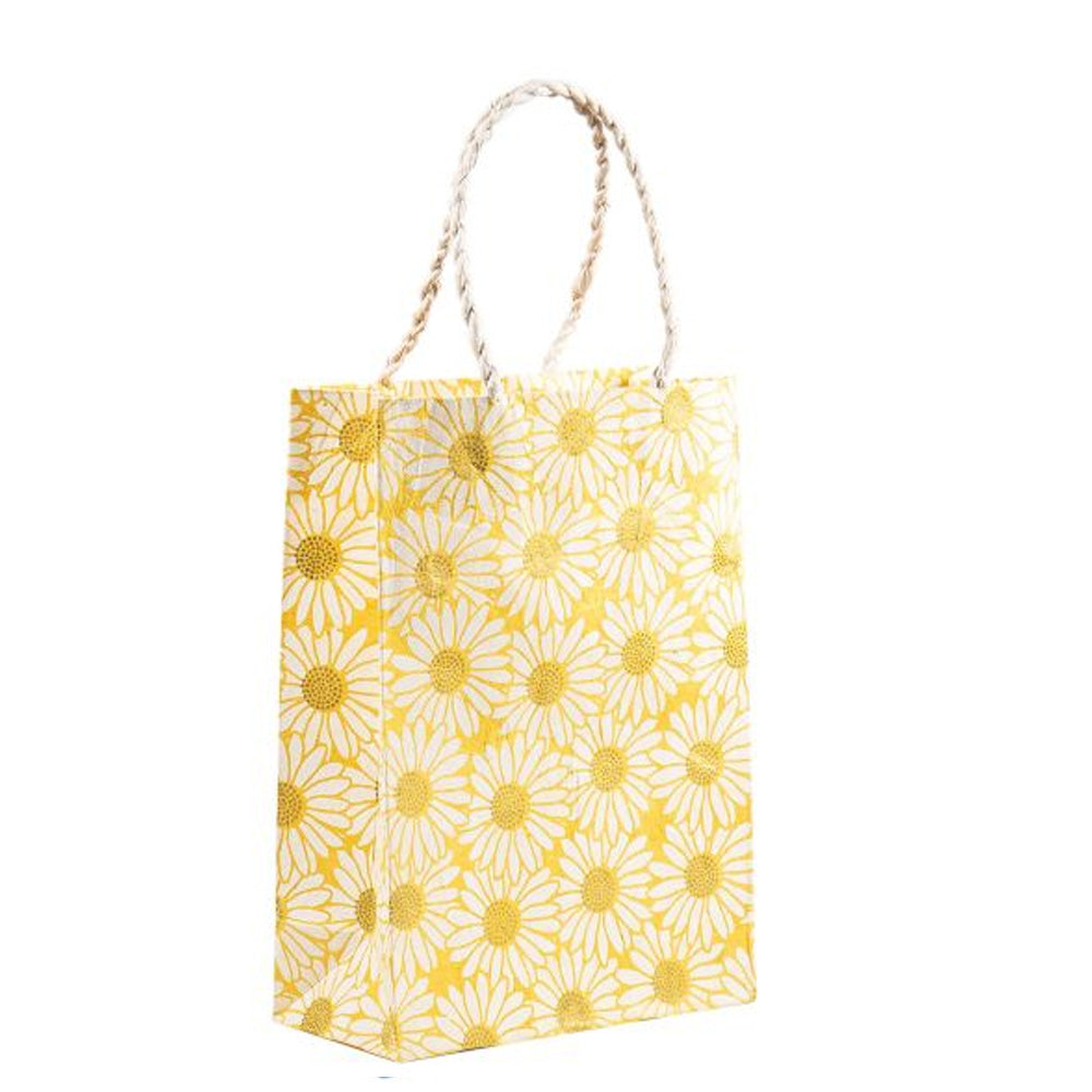 Gift Bag | Daisy | White on Gold | Giftsland | 2 SIZE OPTIONS AVAILABLE - Kami Paper
