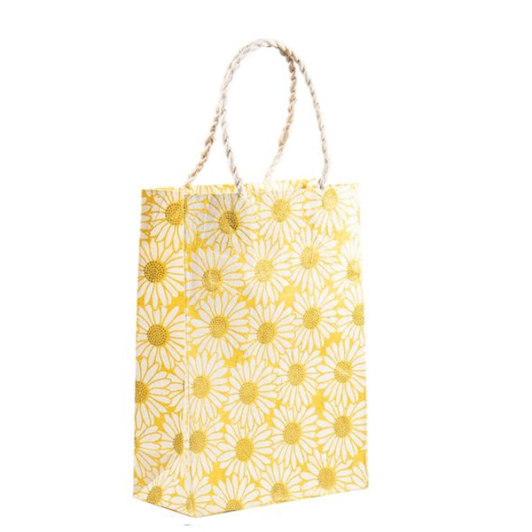 Gift Bag | Daisy | White on Gold | Giftsland | 2 SIZE OPTIONS AVAILABLE - Kami Paper