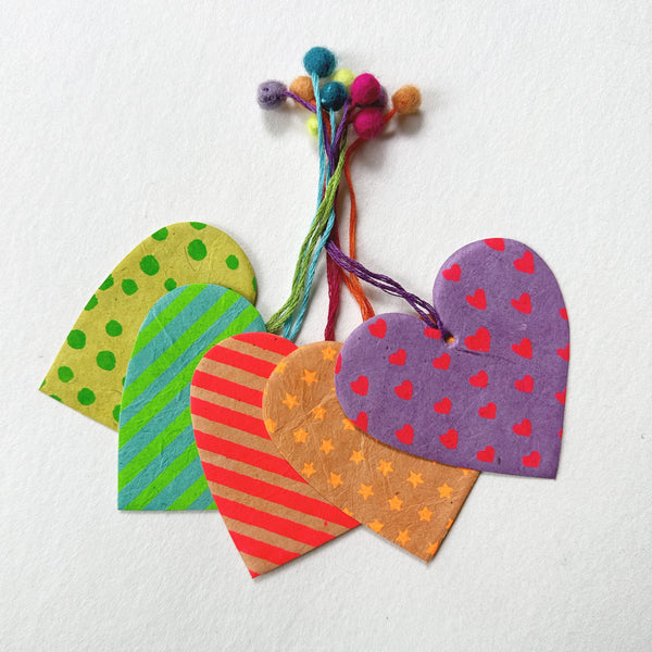 Gift Tag | Set of 5 | Carnival Hearts | Kami Paper