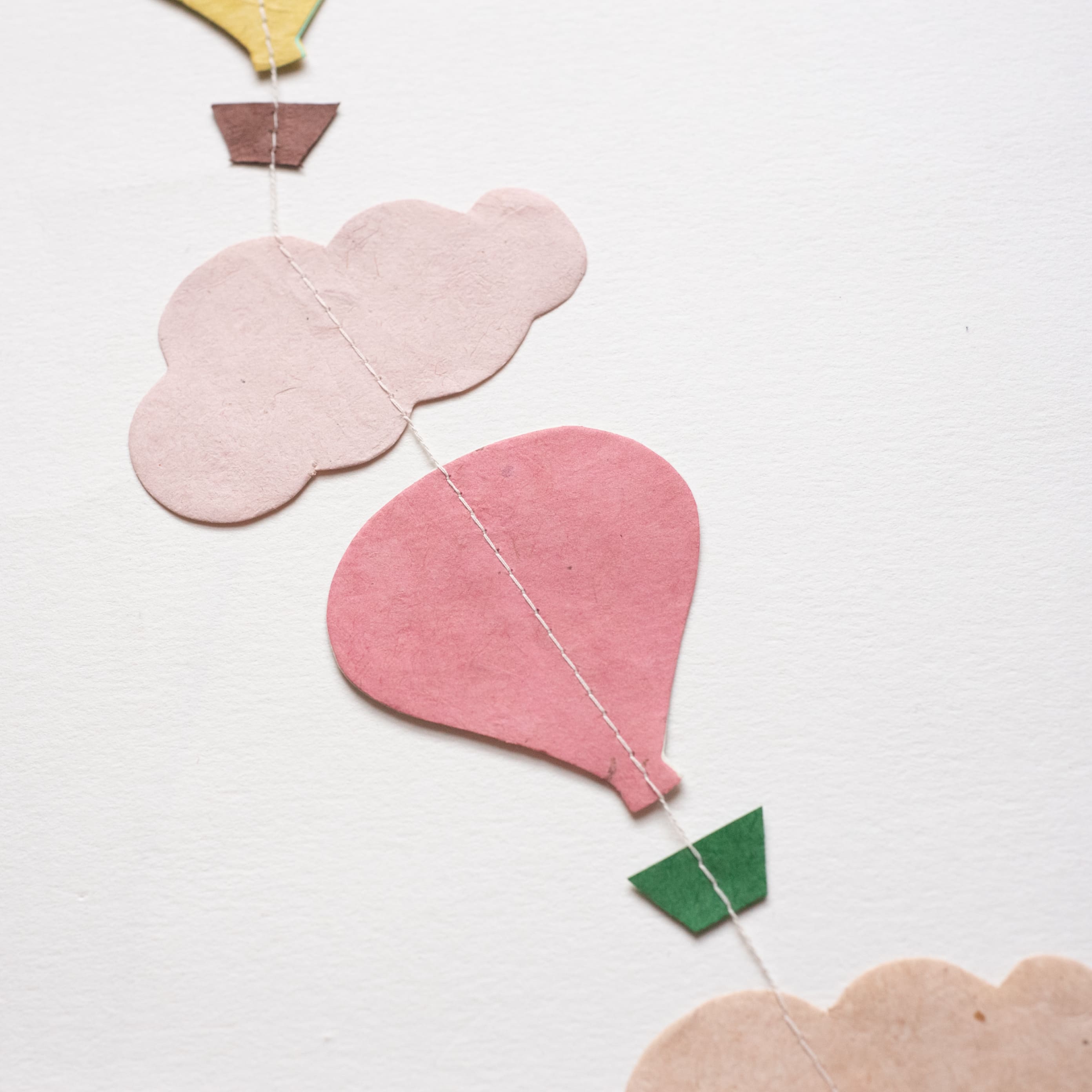 Paper Garland | Handmade Nepalese Lokta Paper | Hot Air Balloons | Pastel Colours | Kami